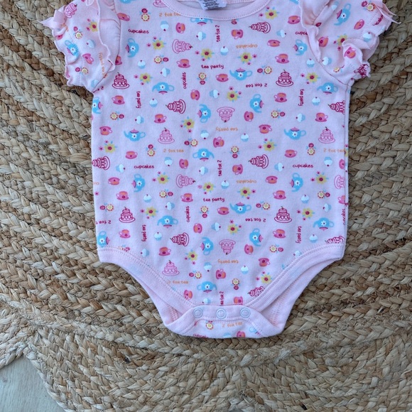 Little Wonders Other - Vintage Little Wonders Pink Tea Party Cupcakes Short Sleeve Baby Onesie